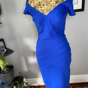 T by Tadashi Bodycon Off Shoulder Dress - Royal Blue - Size Small